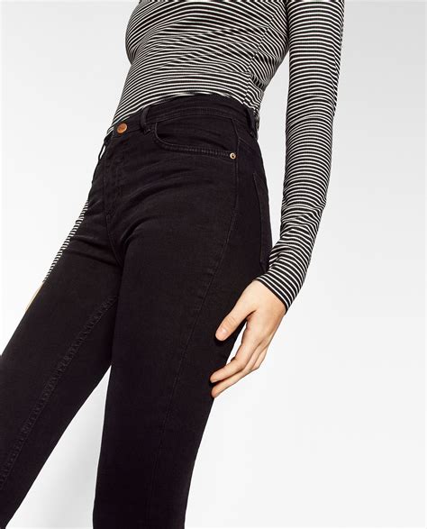 pantaloni neri vita alta zara|jeans nero donna zara.